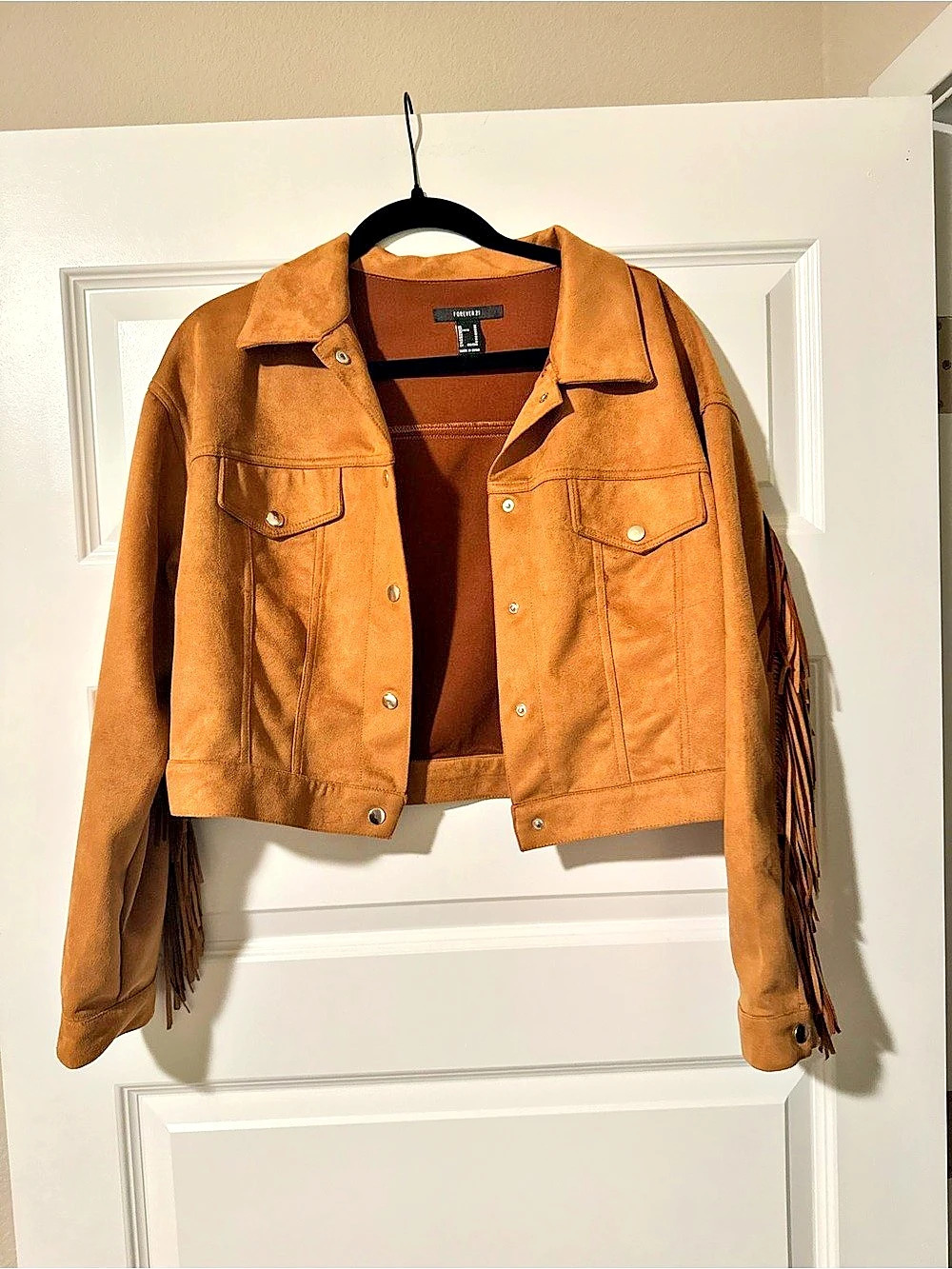 FOREVER 21 Faux Suede Fringe Jacket Fringe Suede-Look Jacket in Brown